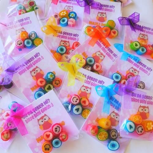 50 ADET KARTLI 5'li LOLLY PAKET KIZ BEBEK ŞEKERİ 165