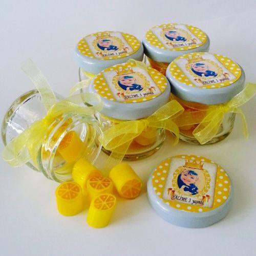 24 ADET ETİKETLİ KURDELELİ KAVANOZLU LİMON LOLLY ŞEKER 35