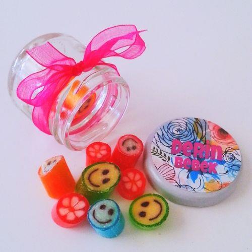50 ADET ETİKETLİ KURDELELİ KAVANOZ LOLLY ŞEKER 55