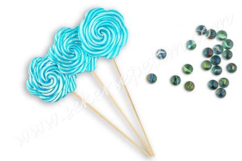 12 ADET PAPATYA LOLİPOP MAVİ BEYAZ