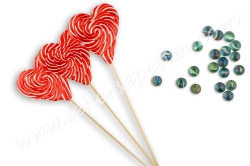 12 ADET KALP LOLİPOP KIRMIZI BEYAZ