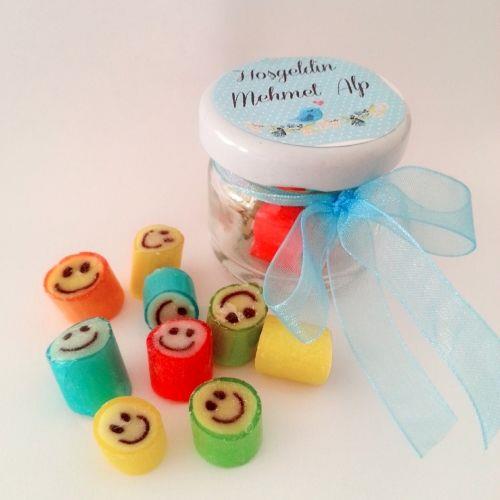 12 ADET ETİKETLİ KURDELELİ KAVANOZ LOLLY ŞEKER BSH4
