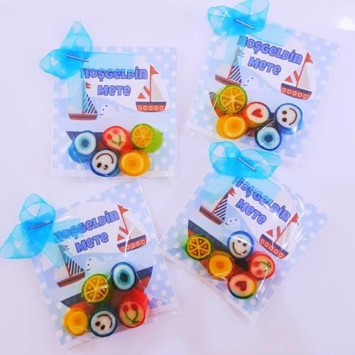 24 Adet 5'li Kart Lolly Şeker + 24 Adet Etiketli Lolipop Bebek Şekeri 182