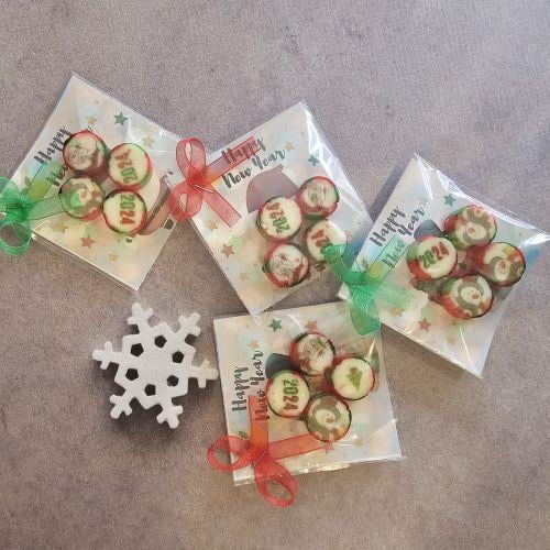 24 ADET ETİKETLİ 5'li YENI YIL LOLLY  ŞEKER YY43