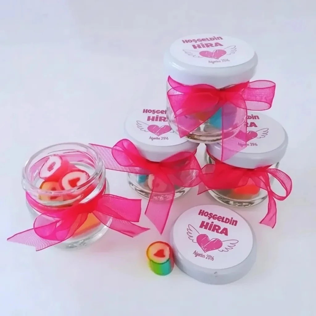 24 ADET ETİKETLİ KURDELELİ KAVANOZLU ŞEKER 58