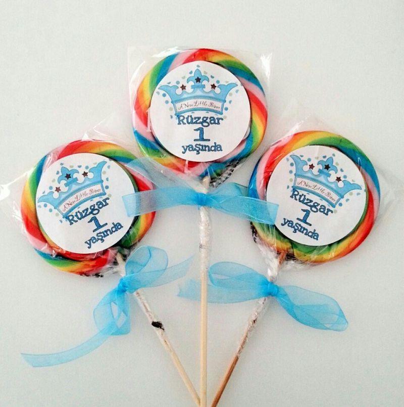 24 ADET ETİKETLİ KURDELELİ LOLİPOP DOĞUM GÜNÜ ŞEKERİ 42