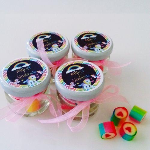 24 ADET ETİKETLİ KURDELELİ KAVANOZLU GÖKKUŞAĞI LOLLY ŞEKER 49