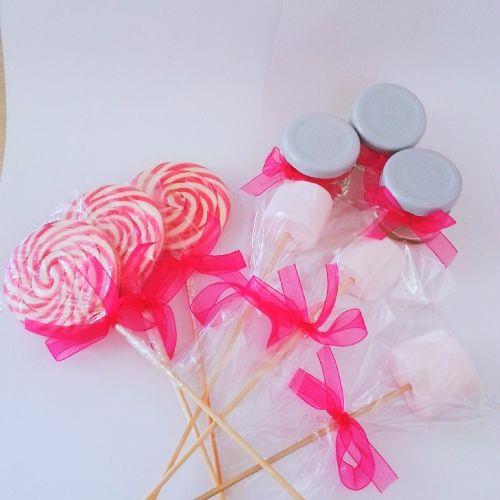 ETİKETLİ BEBEK ŞEKER BÜFESİ 12 ad Lolipop+12 ad Marshmallow+12 adet Kavanoz Lolly şeker