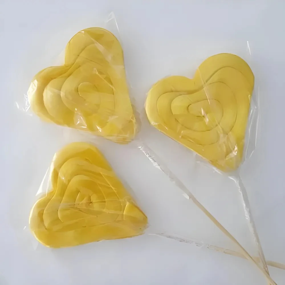 12 Adet Kalp Lolipop Şekeri Tek renk Sarı L24
