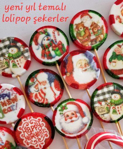 Yılbaşı Lolipop Şeker 12 Adet