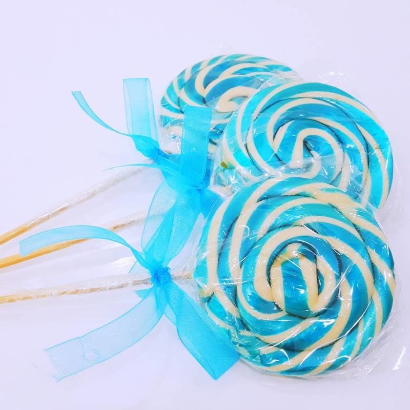 24 ADET KURDELELİ SOSYETE LOLİPOP MAVİ BEYAZ L41