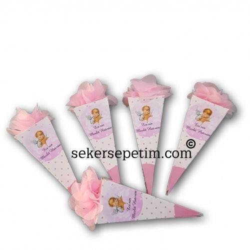 24 ADET KURDELELİ ETİKETLİ KÜLAHLI KIZ BEBEK MEVLÜT ŞEKERİ 35 gr M15