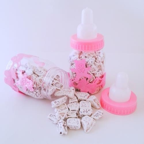 24 ADET PEMBE BİBERONLU BEYAZ ÇAKILTAŞI KIZ BEBEK ŞEKERİ 138