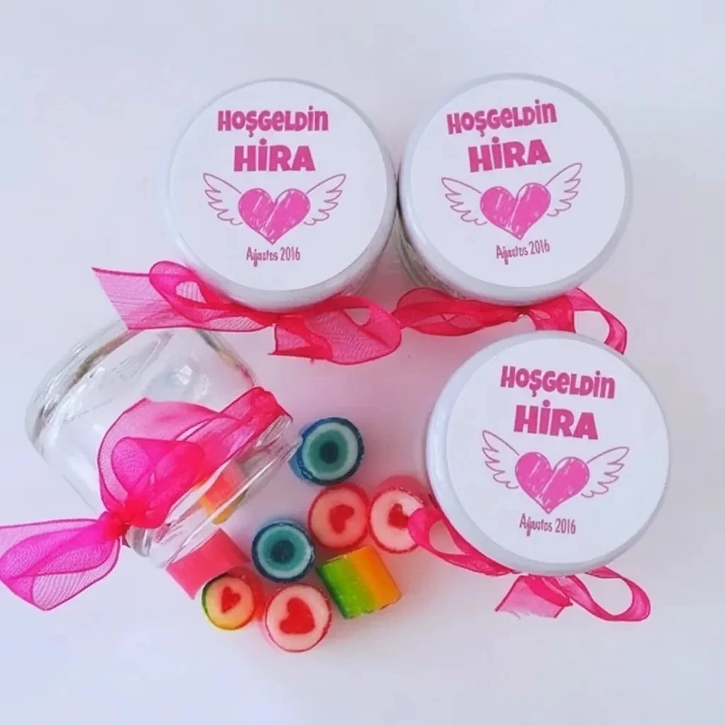 24 ADET ETİKETLİ KURDELELİ KAVANOZLU ŞEKER 58