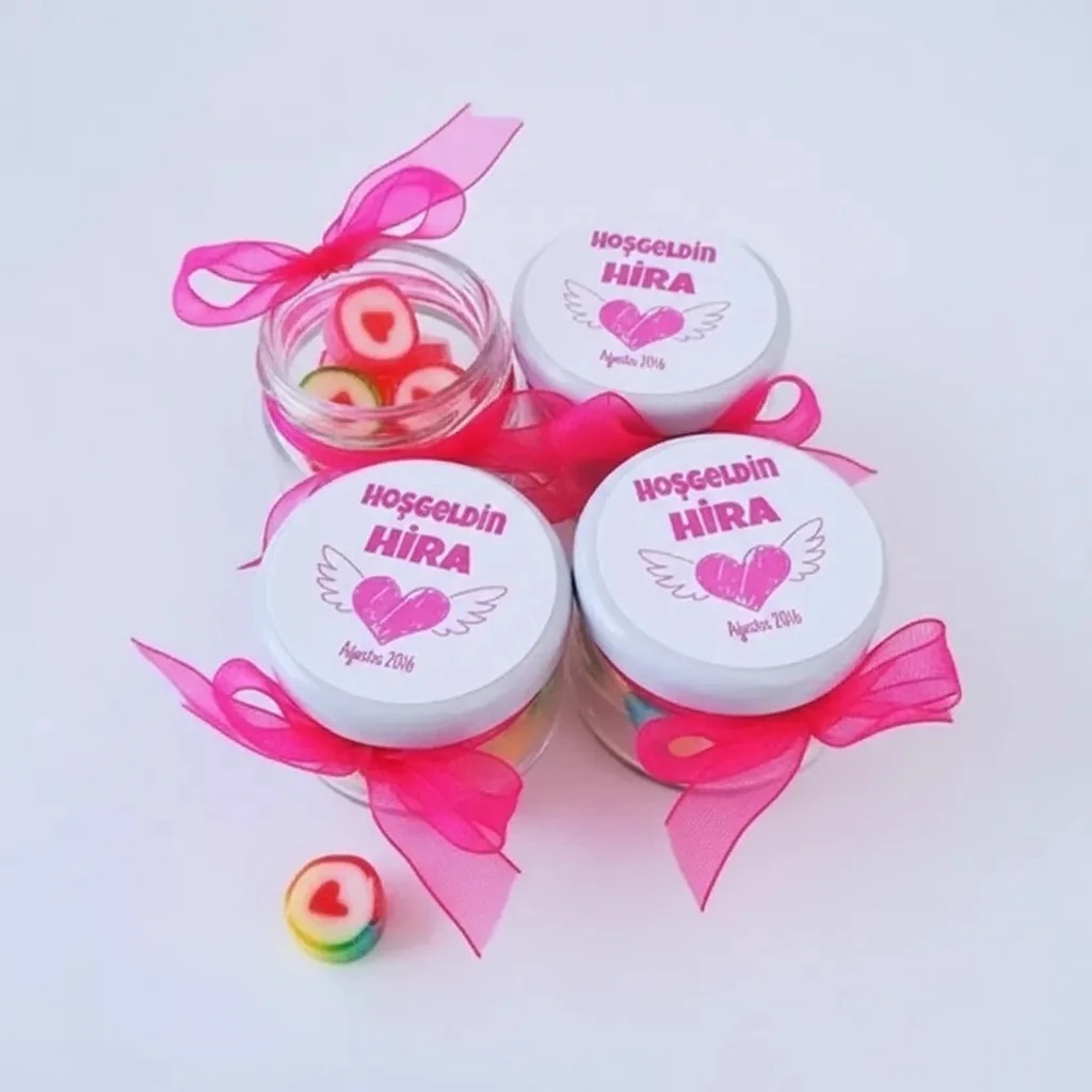 24 ADET ETİKETLİ KURDELELİ KAVANOZLU ŞEKER 58