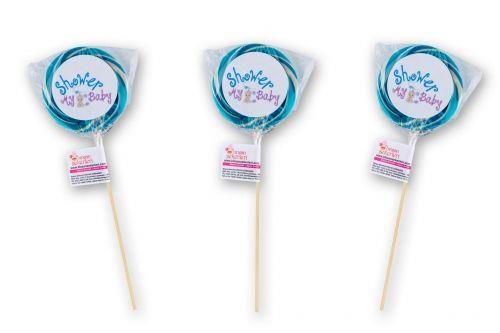 24 ADET BABY SHOWER ETİKETLİ SOSYETE LOLİPOP MAVİ BEYAZ