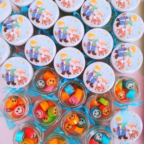 24 ADET MAVİ KURDELELİ ETIKETLI KAVANOZLU LOLLY SEKER 67