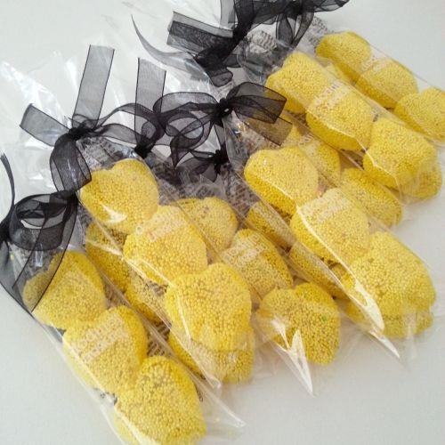 24 ADET KURDELELİ SARI 3'LÜ KALP JÖLE LOKUM LİMONLU