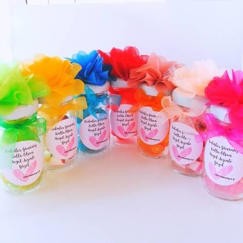 12 ADET COK RENKLI ÇİÇEKLİ KAVANOZLU LOLLY ŞEKER 140