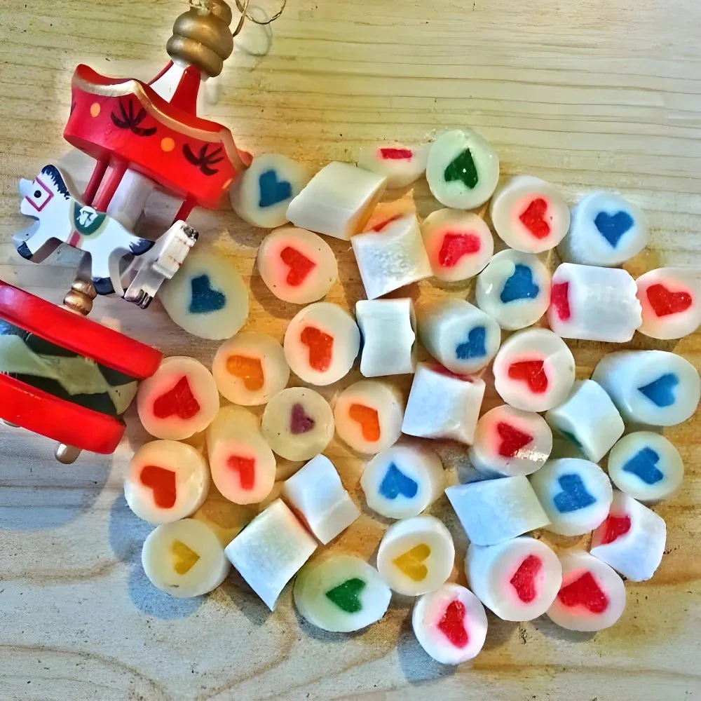 BEYAZ ÇOK RENKLİ KALP LOLLY  TROPİK MEYVELİ 250 GR