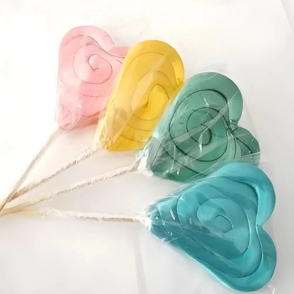 24 Adet Kalp Lolipop Şekeri Pembe Mavi Yeşil Sarı L26
