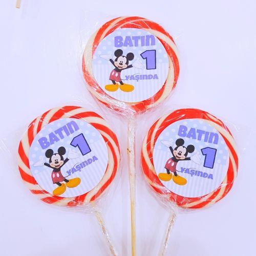 24 Adet Eiketli Kırmızı Sosyete Lolipop Bebek Şekeri 207