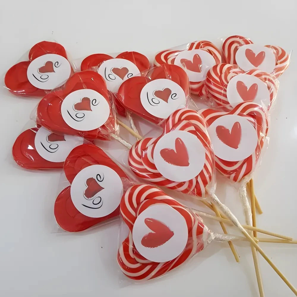 Kırmızı Kalp Lolipop Şeker 12 Adet