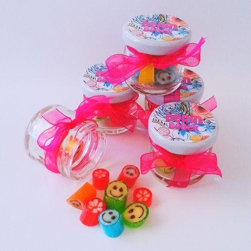 24 ADET ETİKETLİ KURDELELİ KAVANOZ LOLLY ŞEKER 53