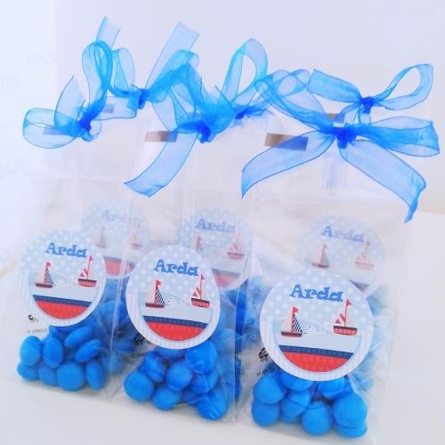 24 ADET ETİKETLİ MAVİ BİBİBON BEBEK ŞEKERİ PAKETİ 133