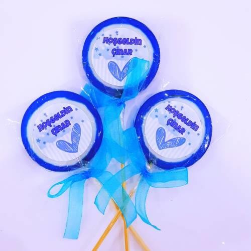 24 Adet 5'li Kart Lolly Şeker + 24 Adet Etiketli Nazar Lolly Lolipop Bebek Şekeri 192
