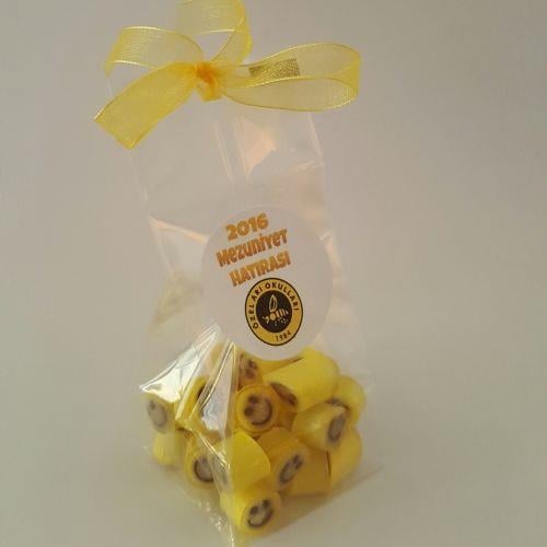 24 ADET KURDELELİ LOGO ETİKETLİ LOLLY MEZUNİYET ŞEKERİ 30 gr p45