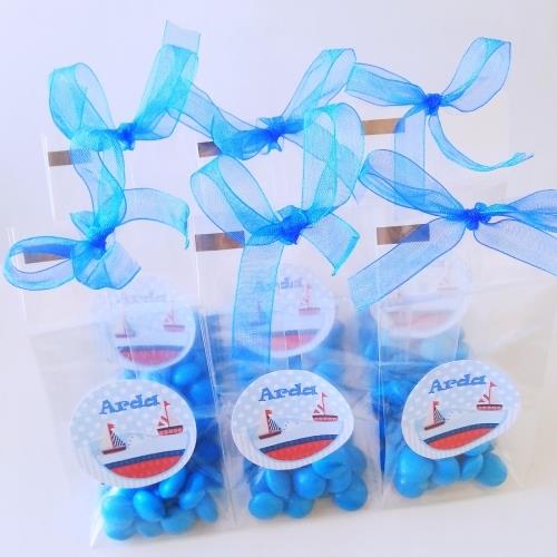 24 ADET ETİKETLİ MAVİ BİBİBON BEBEK ŞEKERİ PAKETİ 133