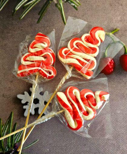 12 ADET ÇAM LOLİPOP KIRMIZI BEYAZ 12