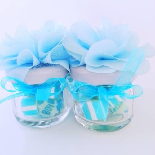 50 ADET MAVİ KURDELELİ ÇİÇEKLİ KAVANOZLU BOY LOLLY ŞEKER 156