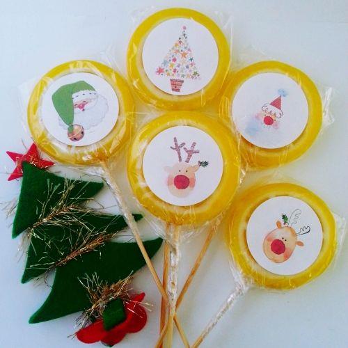 12 ADET YENİ YIL ETİKETLİ LİMON LOLLY LOLİPOP ŞEKER YY30