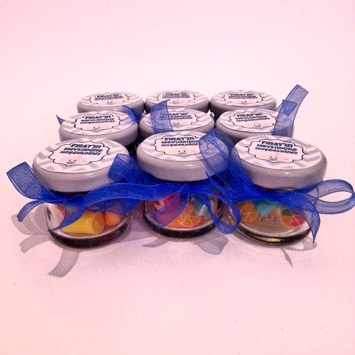 24 ADET MAVİ ETİKETLİ KURDELELİ KAVANOZ KARIŞIK LOLLY ŞEKER 19