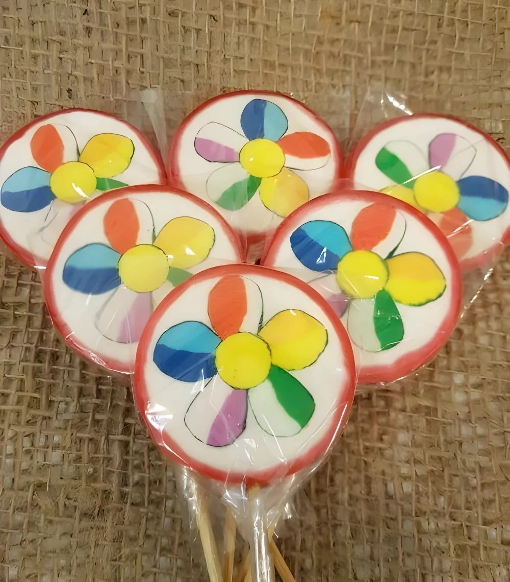 6 ADET GÖKKUŞAĞI PAPATYA LOLLY LOLİPOP ŞEKER