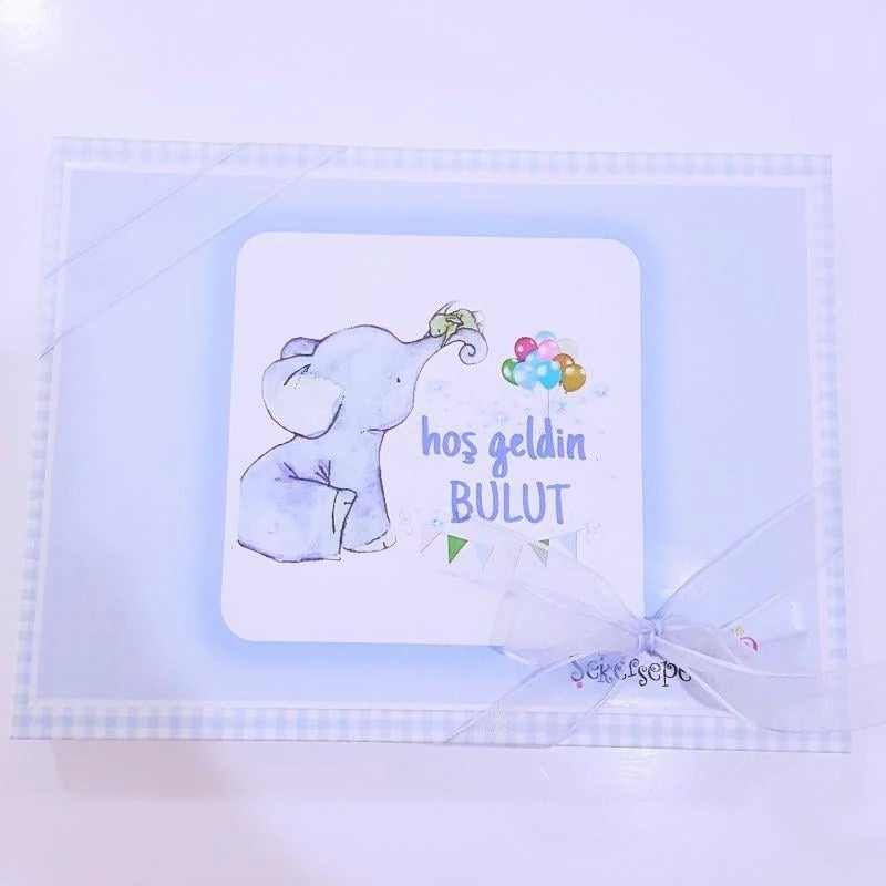 İsim Etiketli Madlen Erkek Bebek Çikolatası 48 Adet Kutulu Madlen EC32