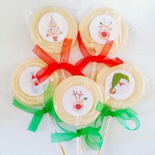12 ADET YENİ YIL ETİKETLİ BEYAZ LOLİPOP YY31