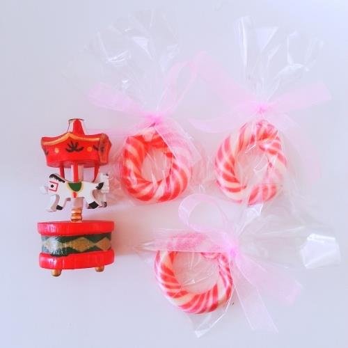 12 adet PEMBE KURDELELİ PEMBE HALKA ŞEKER