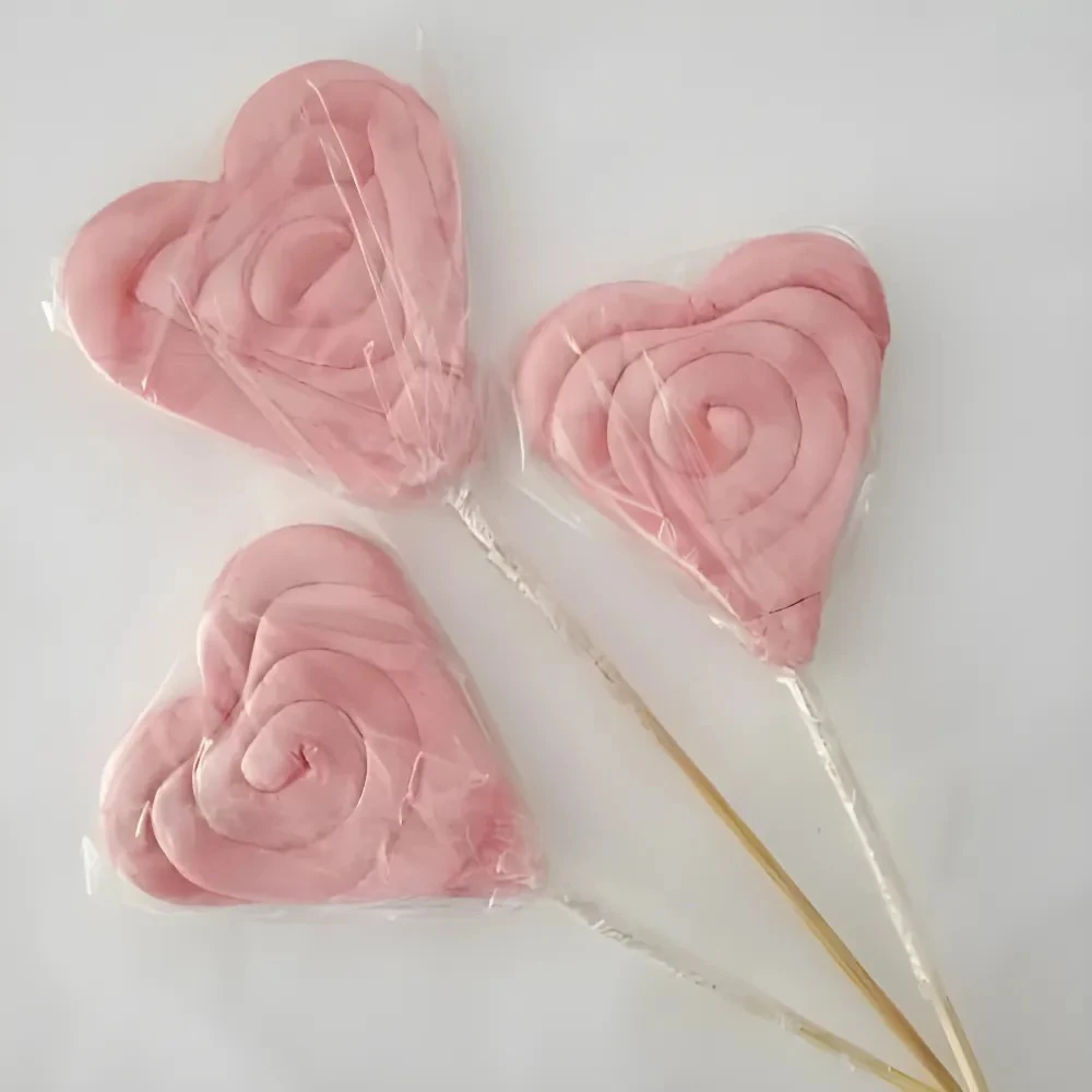 12 Adet Kalp Lolipop Şekeri Tek renk Pembe L25