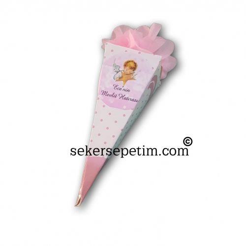 24 ADET KURDELELİ ETİKETLİ KÜLAHLI KIZ BEBEK MEVLÜT ŞEKERİ 35 gr M15