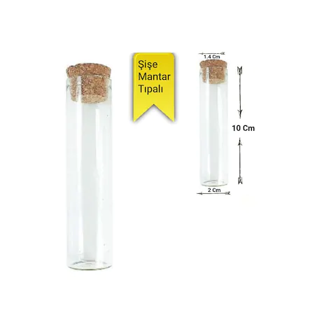 Mantar Kapaklı Deney Tüpü 12 adet