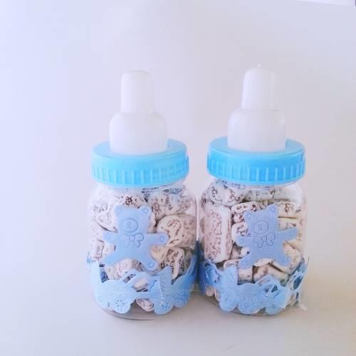 24 ADET MAVİ BİBERONLU BEYAZ ÇAKILTAŞI ERKEK BEBEK ŞEKERİ 142