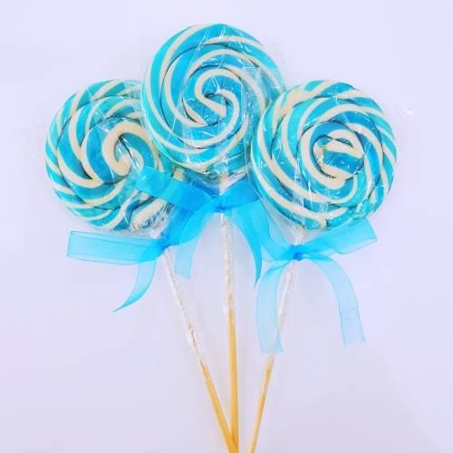 24 ADET KURDELELİ SOSYETE LOLİPOP MAVİ BEYAZ L41