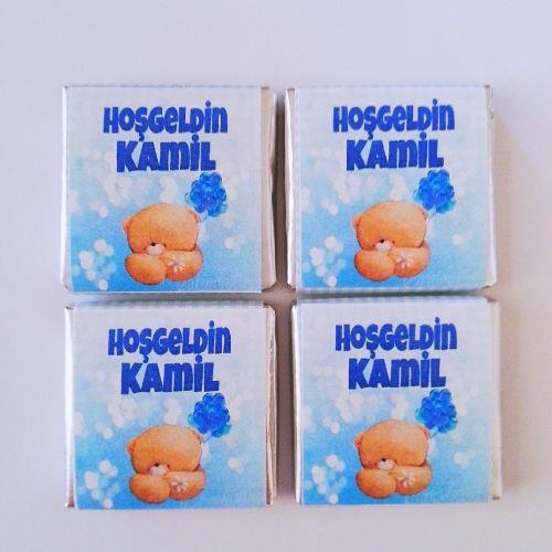 İSİMLİ ERKEK BEBEK ÇİKOLATASI 48 ADET KUTULU MADLEN EC14