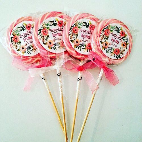 24 ADET ETİKETLİ KURDELELİ LOLİPOP ŞEKER L18