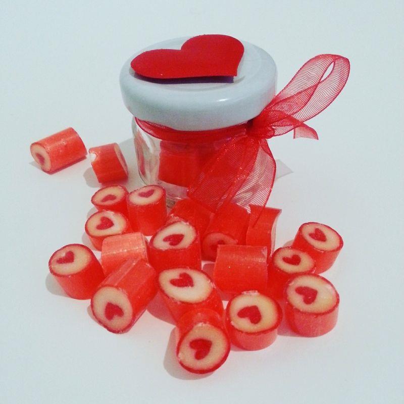 50 ADET KALP SÜSLÜ KAVANOZ KIRMIZI KALP LOLLY KINA ŞEKERi 6