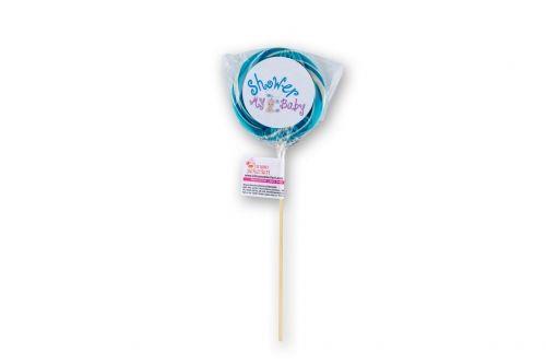24 ADET BABY SHOWER ETİKETLİ SOSYETE LOLİPOP MAVİ BEYAZ