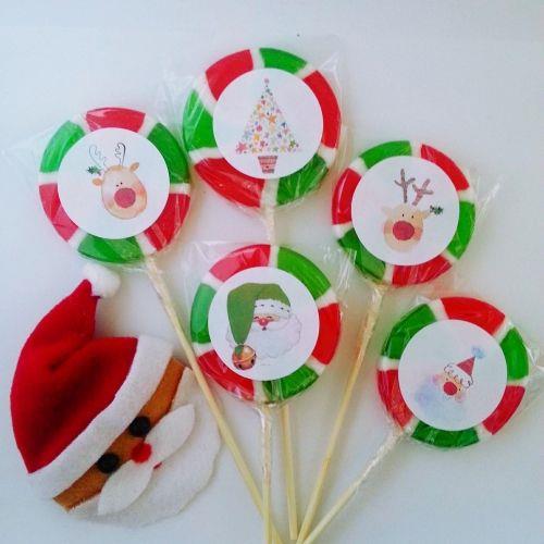 12 ADET YENİ YIL ETİKETLİ KURDELELİ YEŞİL KIRMIZI BEYAZ DİLİM LOLLY LOLİPOP ŞEKER YY49